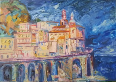 Pittura intitolato "Italian landscape" da Anna Privaloff, Opera d'arte originale, Olio
