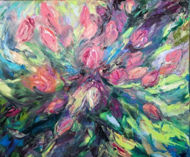 Painting titled "Tulips" by Anna Privaloff, Original Artwork, Oil