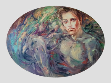 Peinture intitulée "Tired demon" par Anna Privaloff, Œuvre d'art originale, Huile
