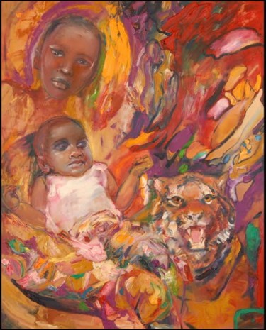 Malerei mit dem Titel "Madonna/ Holy Mother" von Anna Privaloff, Original-Kunstwerk, Öl