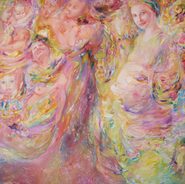 Картина под названием "Motherhood" - Anna Privaloff, Подлинное произведение искусства, Масло