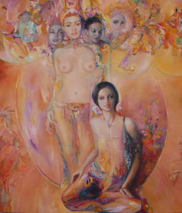 Картина под названием "Indian fantasy" - Anna Privaloff, Подлинное произведение искусства, Масло