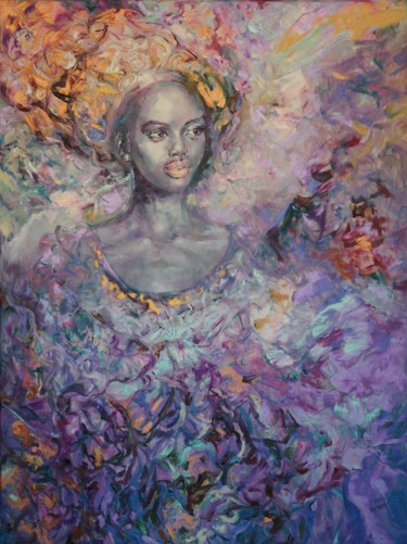 Painting titled "Black Lilia" by Anna Privaloff, Original Artwork, Oil