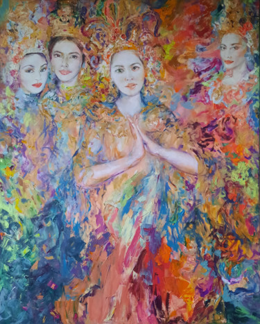 Pittura intitolato "Thai fantasy" da Anna Privaloff, Opera d'arte originale, Olio