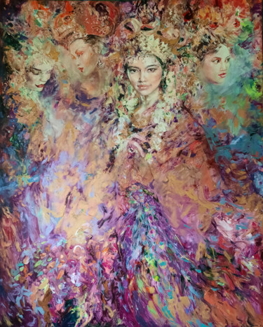 Pittura intitolato "Indonesian fantasy" da Anna Privaloff, Opera d'arte originale, Olio