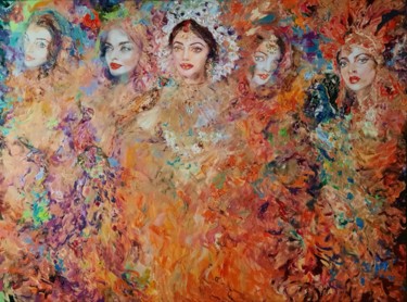 Peinture intitulée "Indian fairytale" par Anna Privaloff, Œuvre d'art originale, Huile