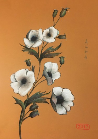 Peinture intitulée "White Anemones Blos…" par Hanna Taranishyna, Œuvre d'art originale, Pastel