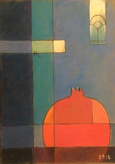 Peinture intitulée "Pomegranate Color B…" par Hanna Taranishyna, Œuvre d'art originale, Pastel