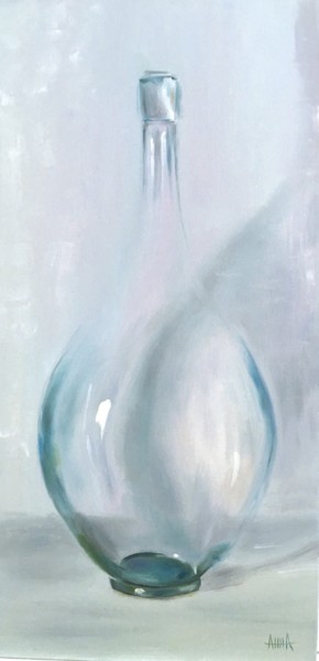 Painting titled "Glass Bottle" by Hanna Taranishyna, Original Artwork, Oil