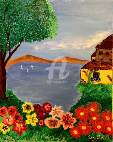 Painting titled "Il Golfo di Marzo" by Anna Calemme, Original Artwork, Acrylic