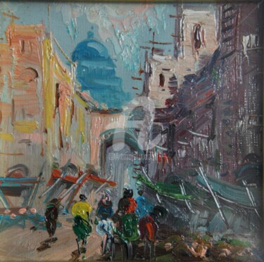 Painting titled "Vicoli di Napoli" by Anna Calemme, Original Artwork, Oil