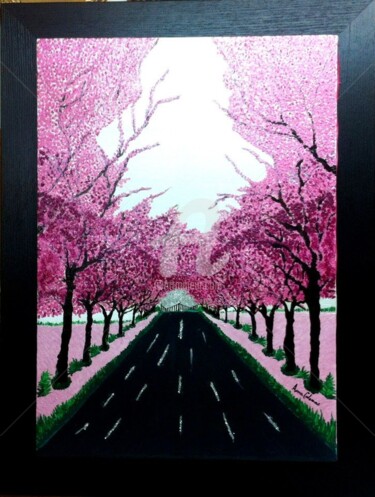 Painting titled "Il Viale della Feli…" by Anna Calemme, Original Artwork, Acrylic