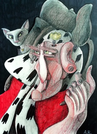Dessin intitulée "A confrontation." par Anna Reshetnikova, Œuvre d'art originale, Crayon