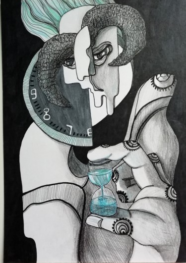 Disegno intitolato "Time will tell." da Anna Reshetnikova, Opera d'arte originale, Matita