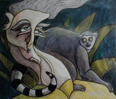 Zeichnungen mit dem Titel "Exotic beast." von Anna Reshetnikova, Original-Kunstwerk, Marker