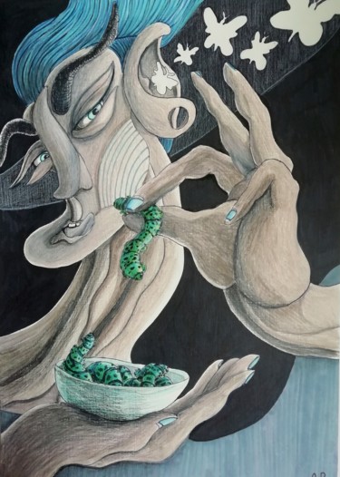Dessin intitulée "Metamorphoses." par Anna Reshetnikova, Œuvre d'art originale, Marqueur