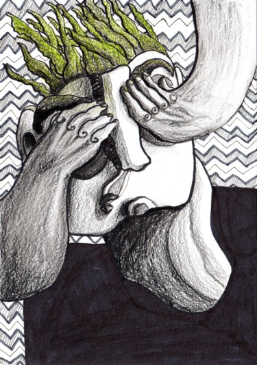 Rysunek zatytułowany „Guess who?” autorstwa Anna Reshetnikova, Oryginalna praca, Ołówek