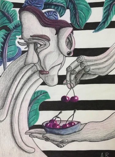 Dessin intitulée "Feeding of the Shrew" par Anna Reshetnikova, Œuvre d'art originale, Crayon