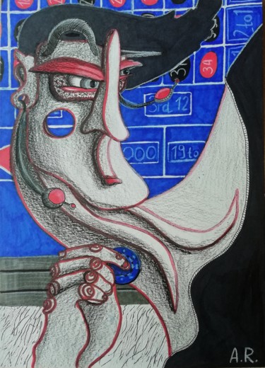 Malerei mit dem Titel "Last bet." von Anna Reshetnikova, Original-Kunstwerk, Marker