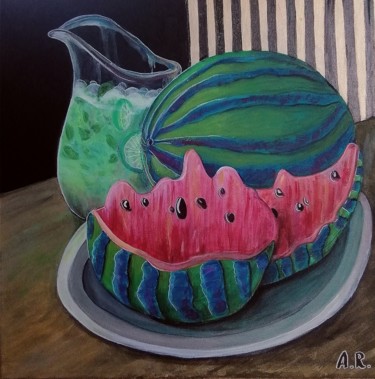 Malerei mit dem Titel "Green and fresh" von Anna Reshetnikova, Original-Kunstwerk, Acryl