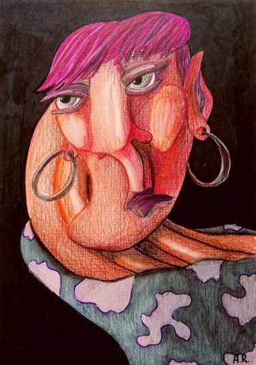 Dessin intitulée "The look" par Anna Reshetnikova, Œuvre d'art originale, Crayon