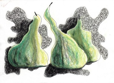 Zeichnungen mit dem Titel "Three pears" von Anna Reshetnikova, Original-Kunstwerk, Bleistift