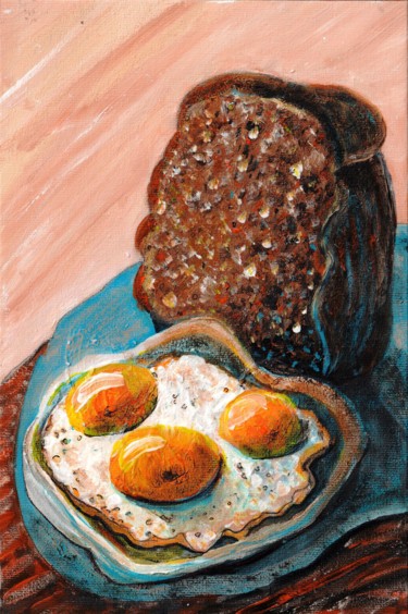 Painting titled "Breakfast" by Anna Reshetnikova, Original Artwork, Acrylic