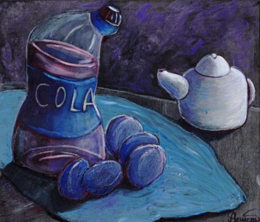 Painting titled "Plums, cola and tea…" by Anna Reshetnikova, Original Artwork, Acrylic