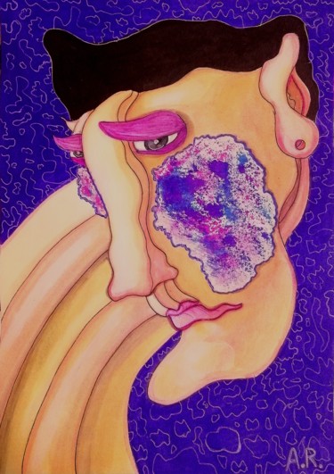 Peinture intitulée "A stain" par Anna Reshetnikova, Œuvre d'art originale, Aquarelle