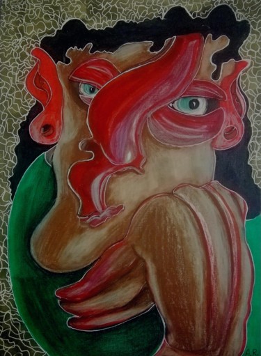 Drawing titled "Listen" by Anna Reshetnikova, Original Artwork, Marker