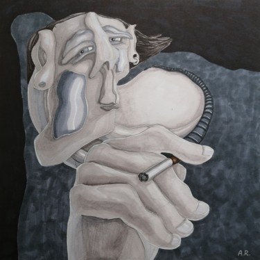 Рисунок под названием "Long conversations" - Anna Reshetnikova, Подлинное произведение искусства, Маркер