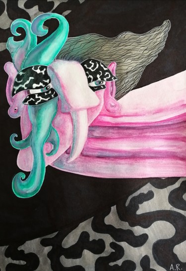 Drawing titled "Masquerade" by Anna Reshetnikova, Original Artwork, Watercolor