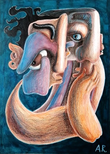 Desenho intitulada ""Shut up and kiss m…" por Anna Reshetnikova, Obras de arte originais, Lápis