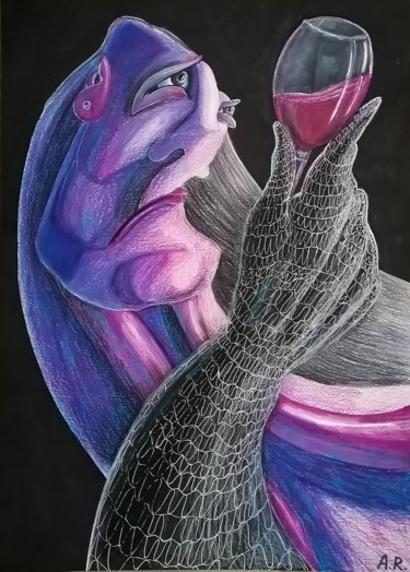 Dessin intitulée "If you gaze long in…" par Anna Reshetnikova, Œuvre d'art originale, Crayon