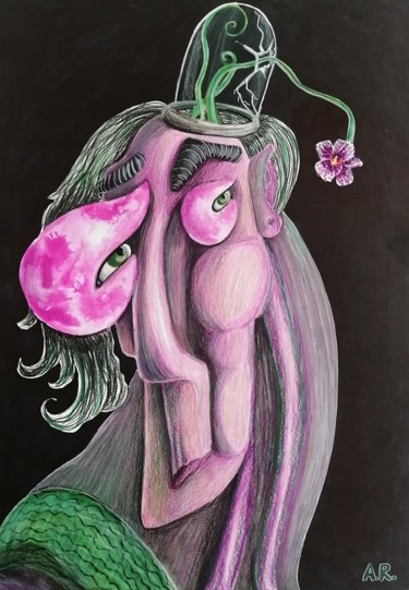 Desenho intitulada "Entertaining botany" por Anna Reshetnikova, Obras de arte originais, Caneta de gel