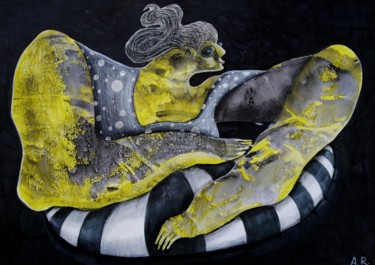 Dessin intitulée "A swimmer" par Anna Reshetnikova, Œuvre d'art originale, Encre