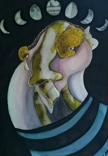 Drawing titled "Karl's phases" by Anna Reshetnikova, Original Artwork, Marker