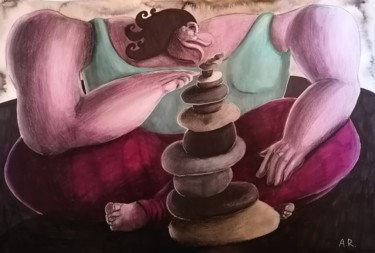 Drawing titled "Equilibrium" by Anna Reshetnikova, Original Artwork, Pencil