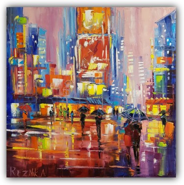 Painting titled "Cityscape in colors…" by Anna Reznik, Original Artwork, Oil