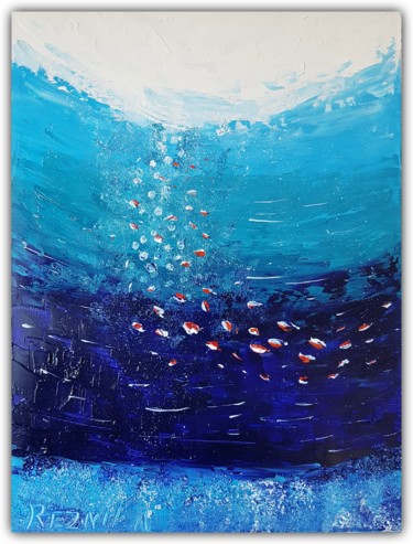 Painting titled "Underwater 30*40cm" by Anna Reznik, Original Artwork, Oil