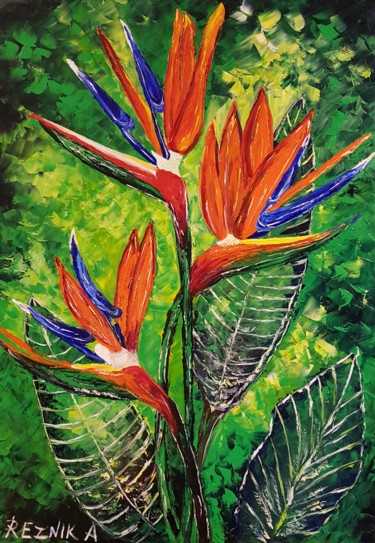 Painting titled "Paradise flowers 10…" by Anna Reznik, Original Artwork, Oil