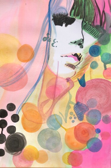 Malerei mit dem Titel "Disco music" von Annarita Pancini, Original-Kunstwerk, Aquarell