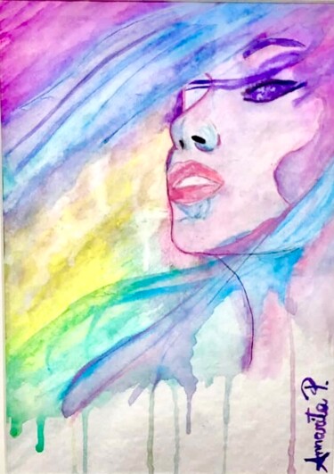 Painting titled "Il colore delle emo…" by Annarita Pancini, Original Artwork, Watercolor Mounted on Cardboard