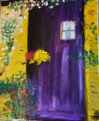 Peinture intitulée "Porte violette" par Anna Rita Napolitano, Œuvre d'art originale, Huile
