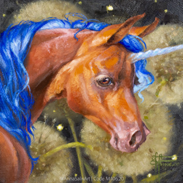 Schilderij getiteld "Original Unicorn Sm…" door Anna Ivanova, Origineel Kunstwerk, Olie