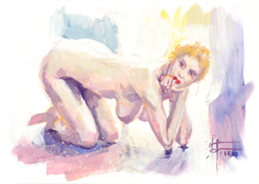 Peinture intitulée ""Nude" - Original N…" par Anna Ivanova, Œuvre d'art originale, Gouache