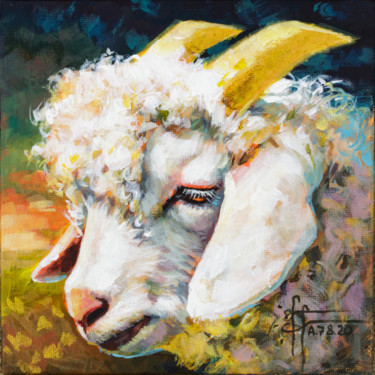 Malerei mit dem Titel "Original Goat Acryl…" von Anna Ivanova, Original-Kunstwerk, Acryl