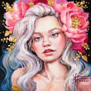 Painting titled "Original Blonde Gir…" by Anna Ivanova, Original Artwork, Oil