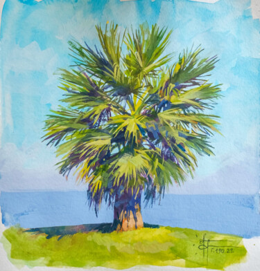 Peinture intitulée ""Nice Palm" - Origi…" par Anna Ivanova, Œuvre d'art originale, Gouache