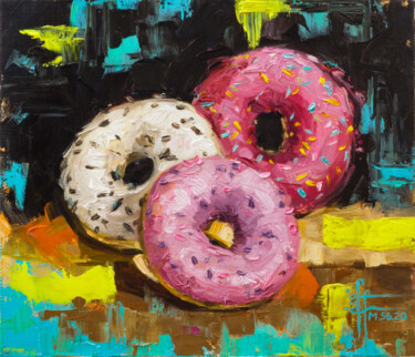 Painting titled ""Donuts" - Original…" by Anna Ivanova, Original Artwork, Oil